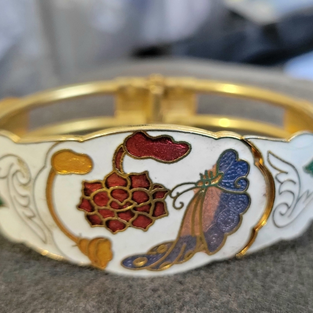 Elegant Gold and Multicolor Enamel Bracelet